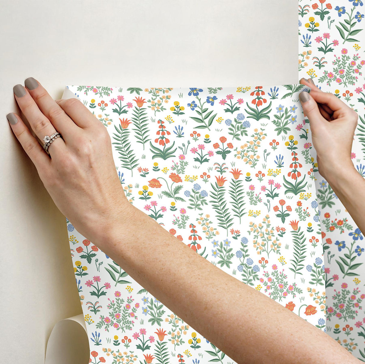 Rifle Paper Co. Menagerie Garden Rose Multicolor Peel And Stick Red Wallpaper