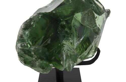 Phillips Refractory Glass Sculpture Green On Base Decor