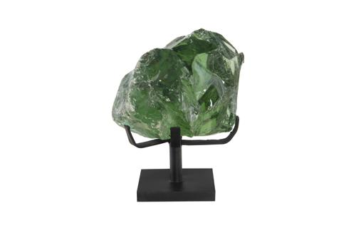 Phillips Collection Refractory Glass Sculpture Green On Base Accent