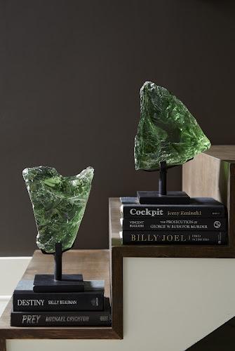 Phillips Refractory Glass Sculpture Green On Base Decor