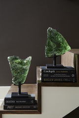 Phillips Collection Refractory Glass Sculpture Green On Base Accent