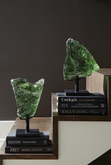 Phillips Collection Refractory Glass Sculpture Green On Base Accent