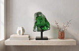 Phillips Collection Refractory Glass Sculpture Green On Base Accent