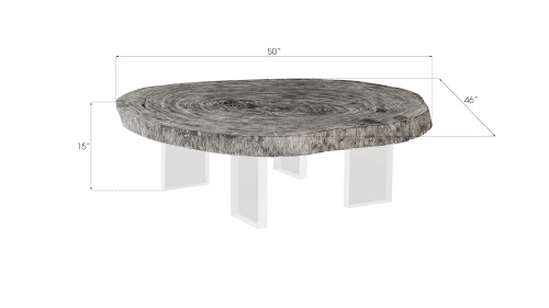 Phillips Collection Floating  on Acrylic Legs Gray Stone Size Varies Coffee Table