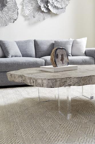 Phillips Floating Coffee Table on Acrylic Legs Gray Stone Size Varies Coffee Tabl