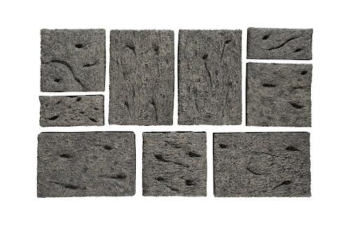 Phillips Etched Rock Puzzle Wall Tiles Set of 9 Decor