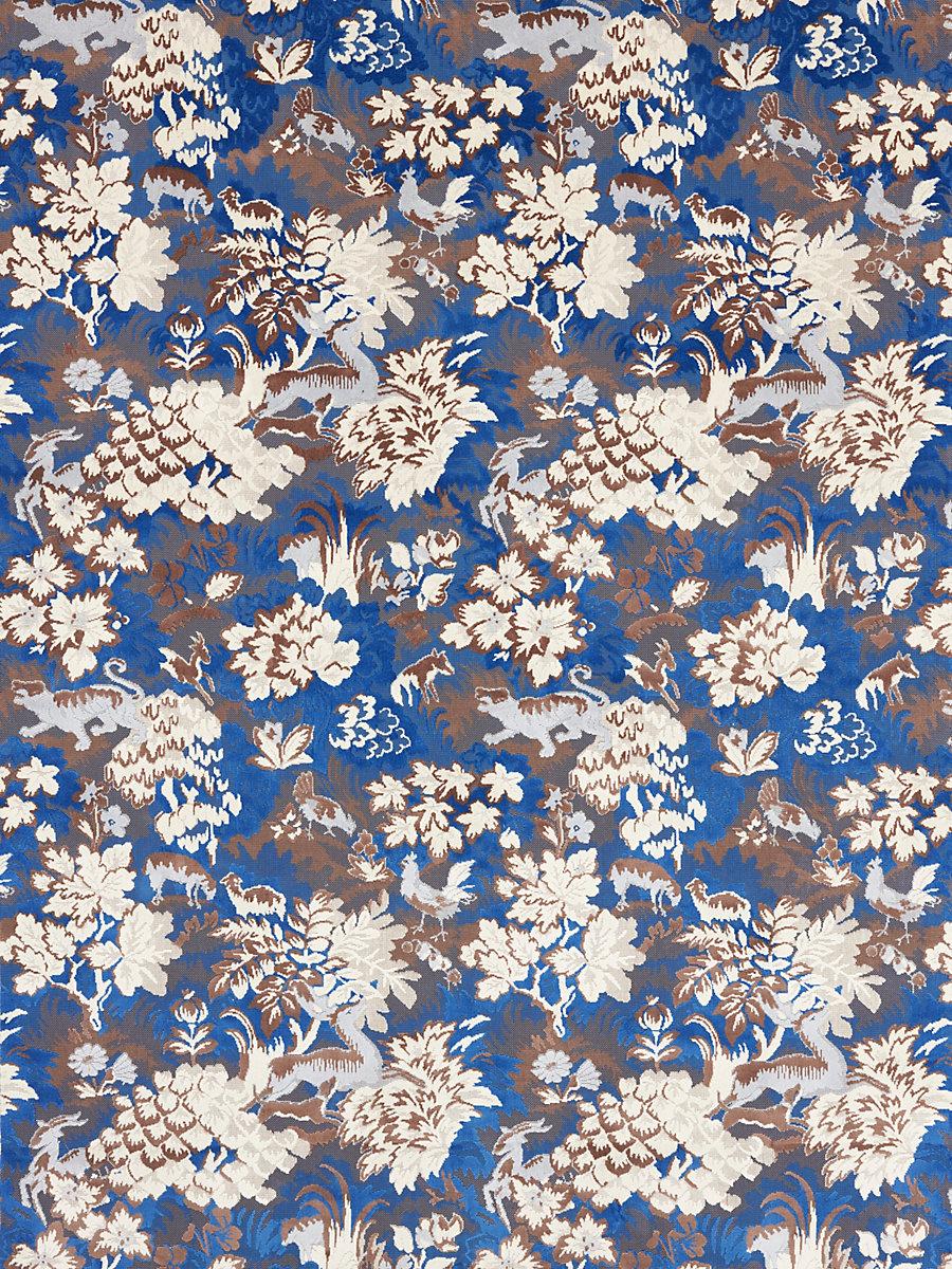 Scalamandre Tails Tale Blue Wood Fabric