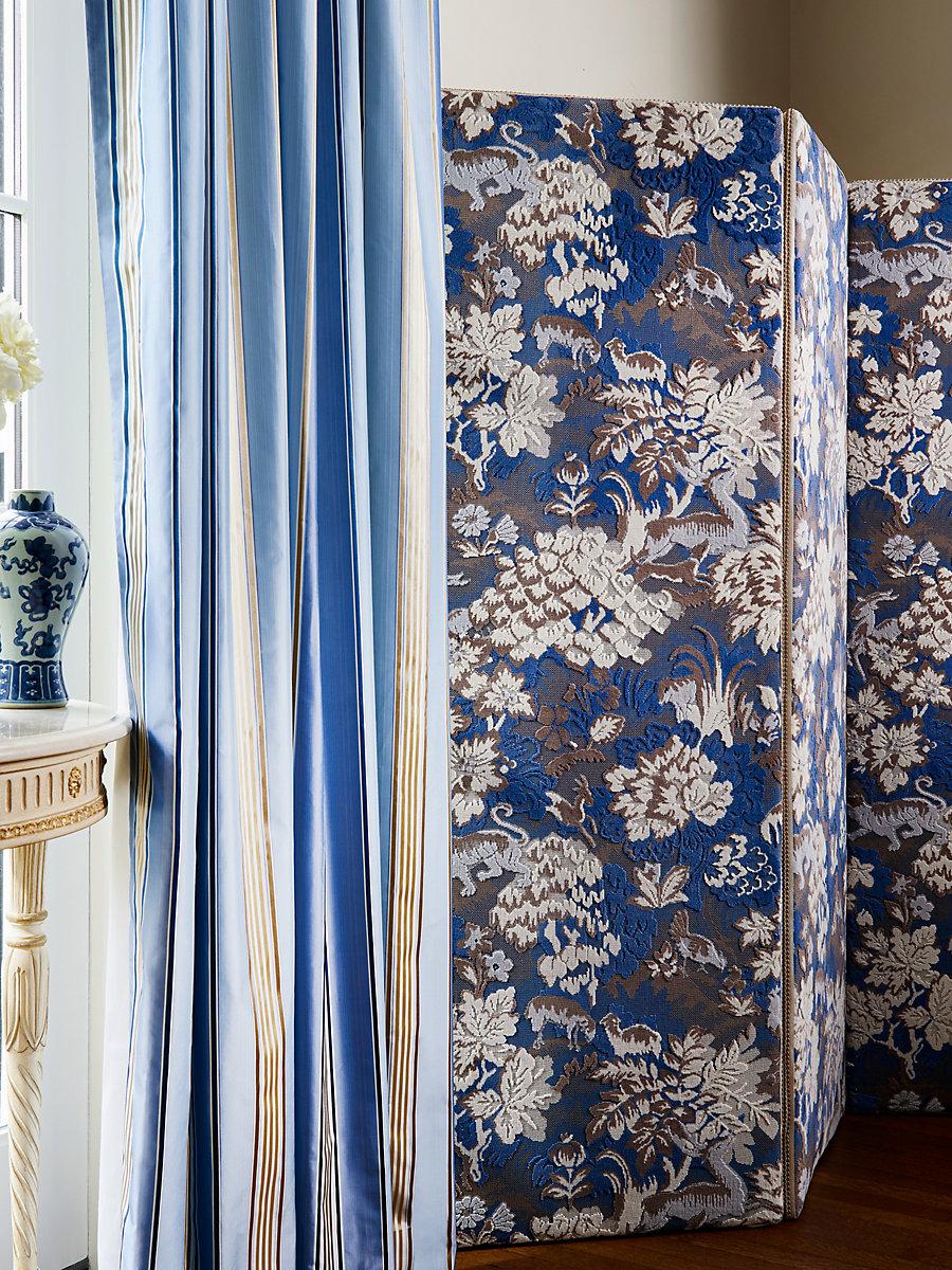 Scalamandre Tails Tale Blue Wood Fabric