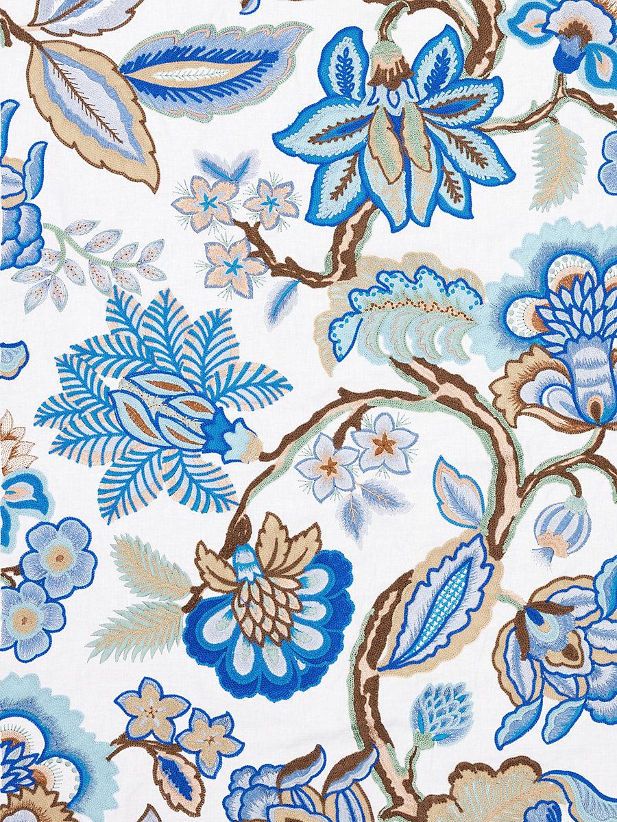 Scalamandre Hillside Crewel Blue Wood Fabric