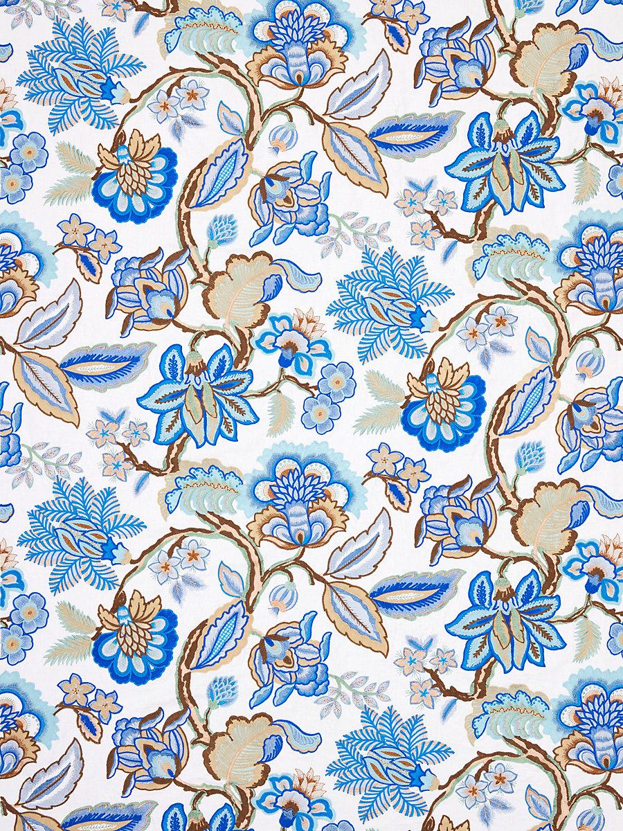 Scalamandre Hillside Crewel Blue Wood Fabric