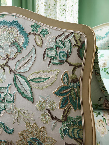 Scalamandre Hillside Crewel Celadon Fabric