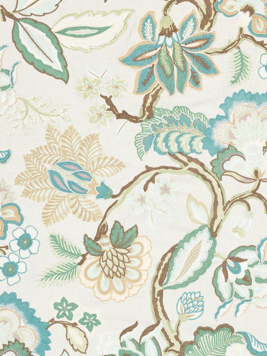 Scalamandre Hillside Crewel Celadon Fabric