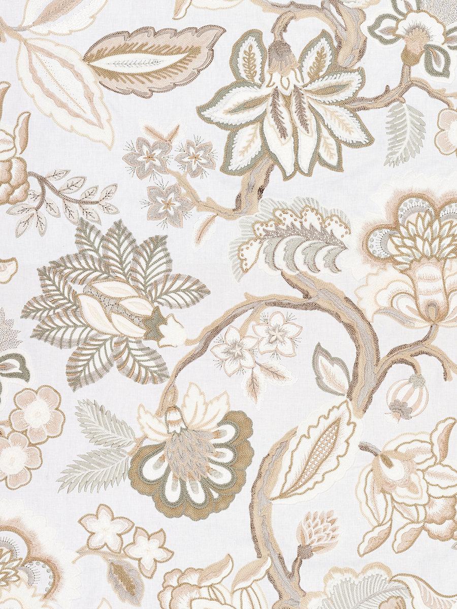 Scalamandre Hillside Crewel Ivory Fabric