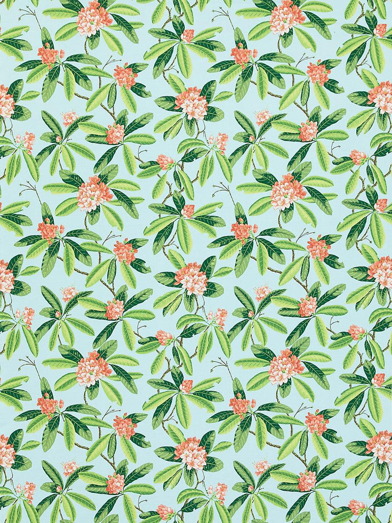 Scalamandre Rhododendron - Outdoor Coral On Aqua Fabric