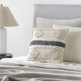 Surya Anton NTO-002 Charcoal Cream 22"H x 22"W Pillow Kit