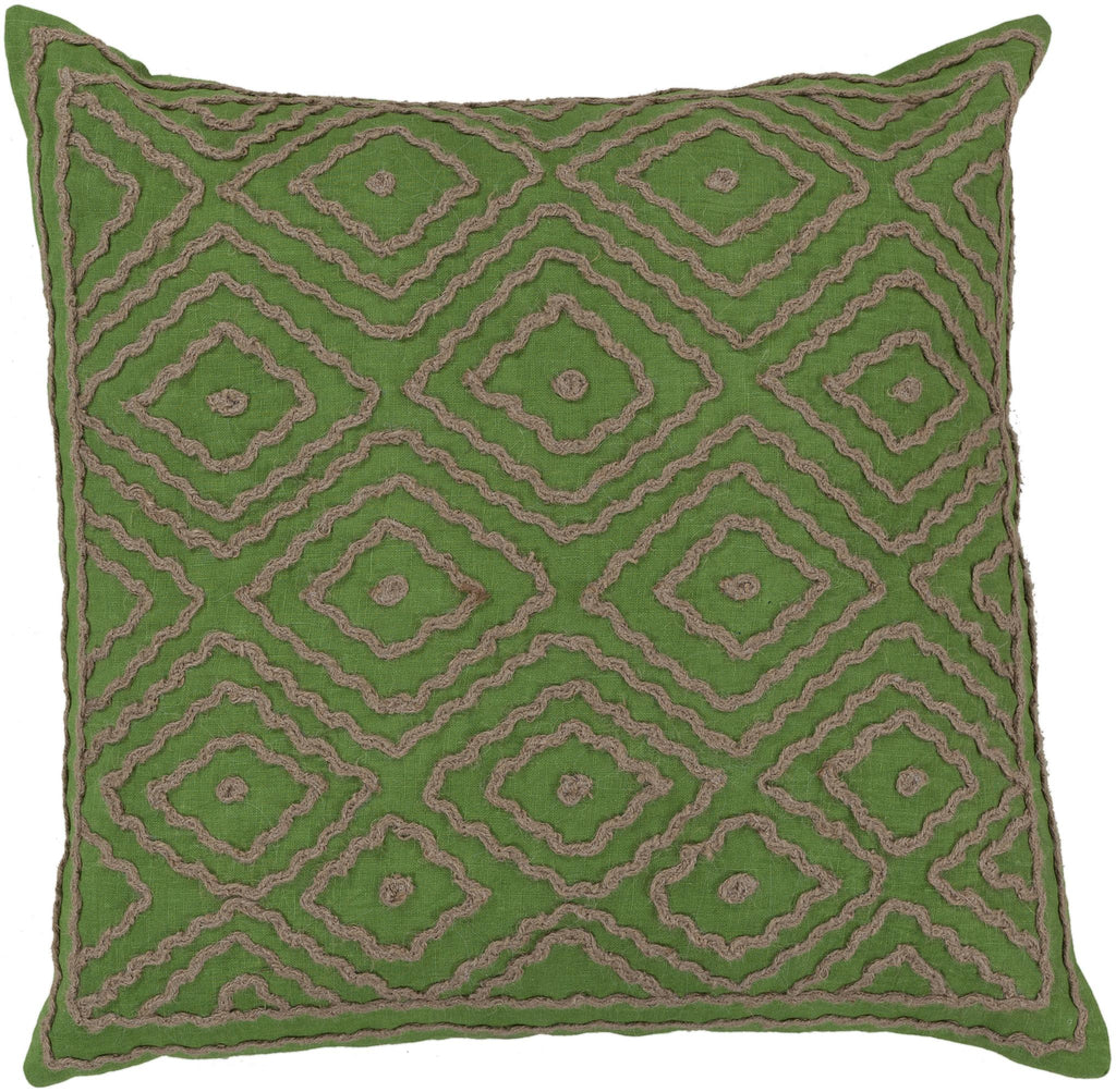 Surya Atlas LD-028 Grass Green Medium Brown 18"H x 18"W Pillow Cover