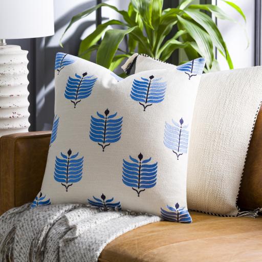 Surya Bicheno BHO-001 Ink Blue Ivory 22"H x 22"W Pillow Cover