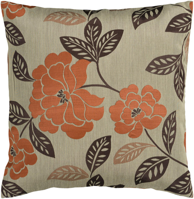 Surya Blossom HH-053 Black Brick Red 22"H x 22"W Pillow Cover