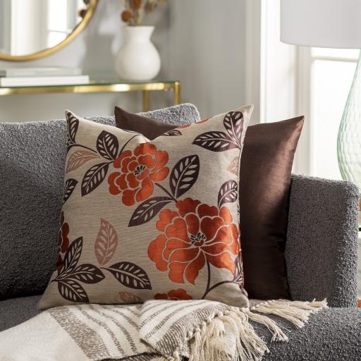 Surya Blossom HH-053 Black Brick Red 22"H x 22"W Pillow Cover
