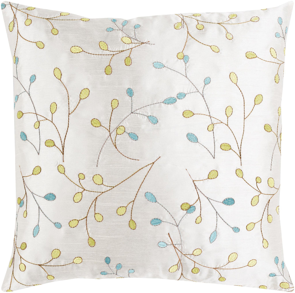 Surya Blossom II HH-129 Aqua Brown 22"H x 22"W Pillow Cover