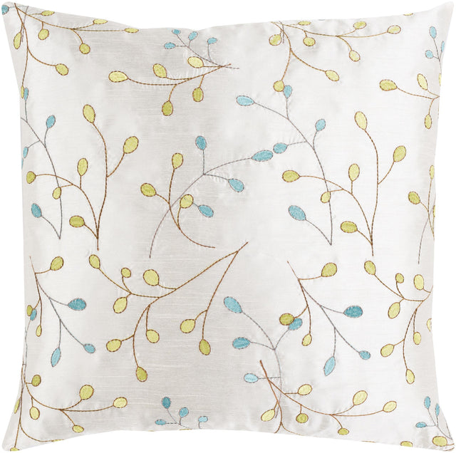Surya Blossom II HH-129 Aqua Brown 22"H x 22"W Pillow Cover