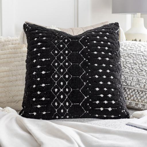 Surya Braith BRH-008 Black Cream 18"H x 18"W Pillow Kit