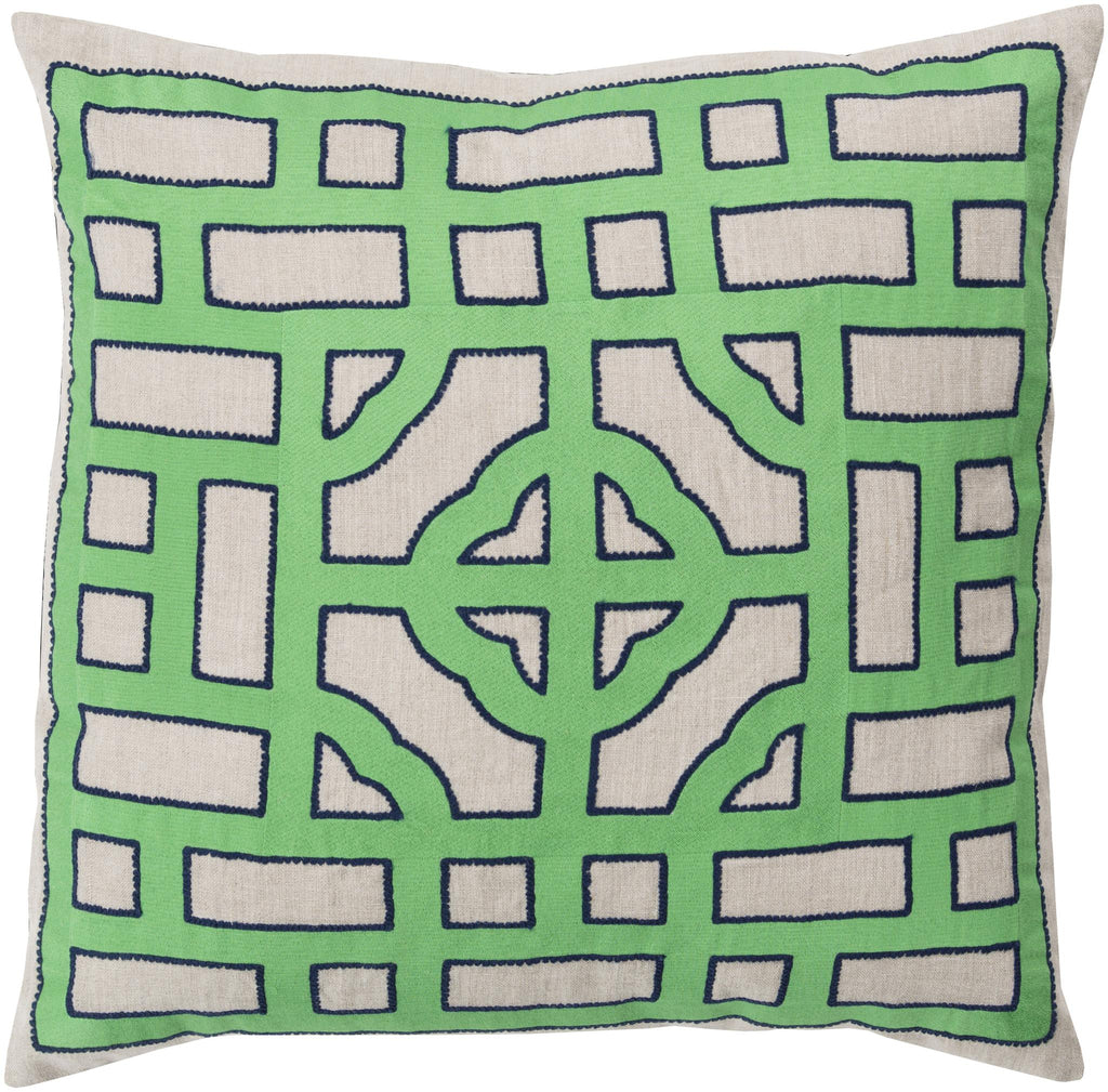 Surya Chinese Gate LD-045 Green Light Gray 18"H x 18"W Pillow Cover