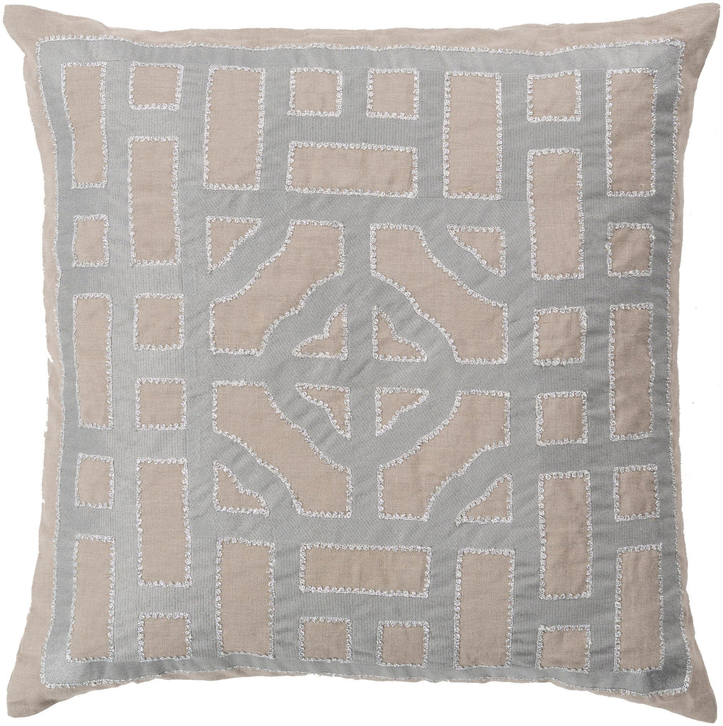 Surya Chinese Gate LD-050 Gray Light Brown 18"H x 18"W Pillow Cover