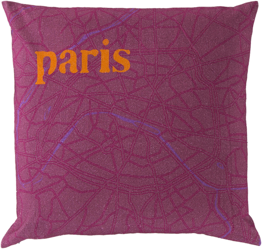 Surya City Maps SY-017 18"L x 18"W Accent Pillow
