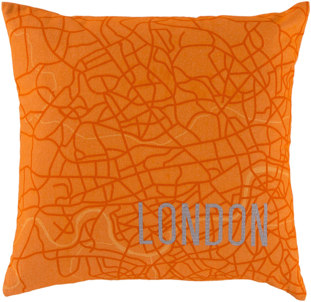 Surya City Maps SY-019 Orange Slate 18"H x 18"W Pillow Cover