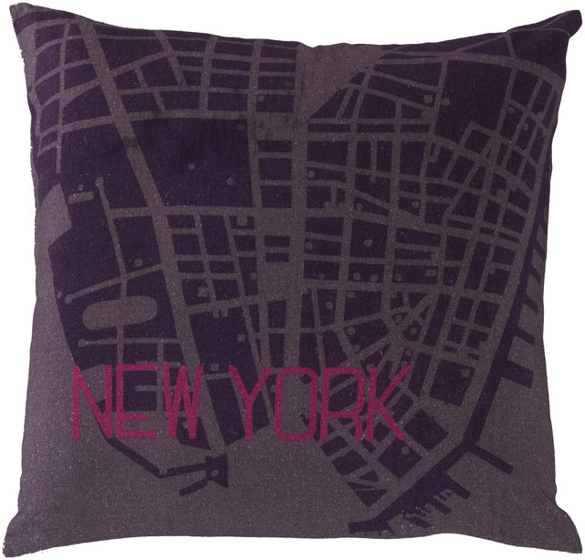 Surya City Maps SY-030 22"L x 22"W Accent Pillow