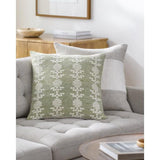 Surya Elara EAR-003 Cream Grass Green 18"H x 18"W Pillow Cover