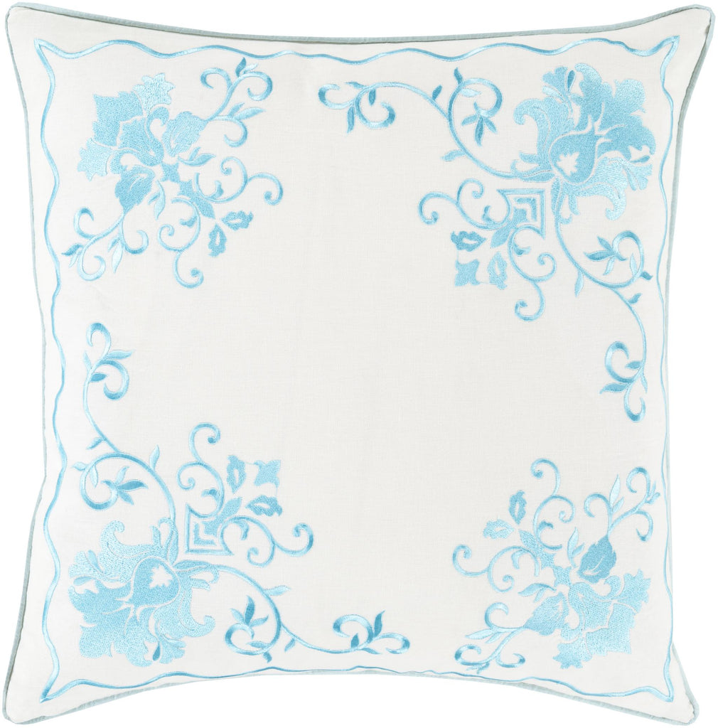 Surya Eloise ELO-003 Aqua Cream 18"H x 18"W Pillow Cover