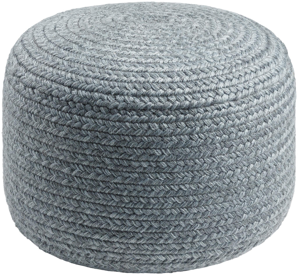 Surya Entwined EDPF-005 Charcoal Dusty Sage 12"H x 18"W x 18"D Pouf
