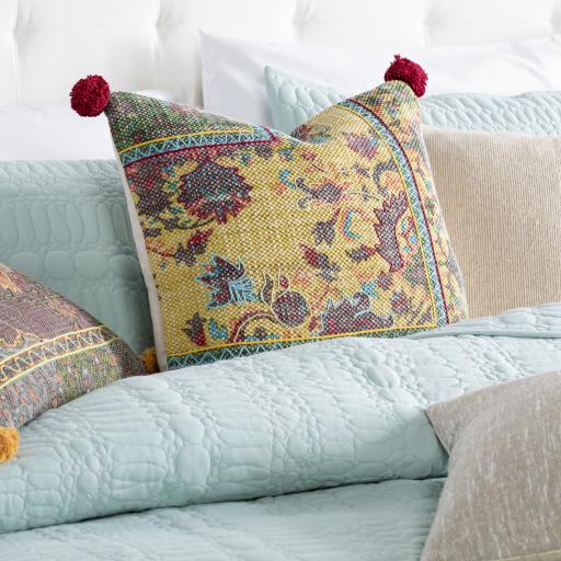 Surya Francesca FNE-001 Beige Burgundy 20"H x 20"W Pillow Kit