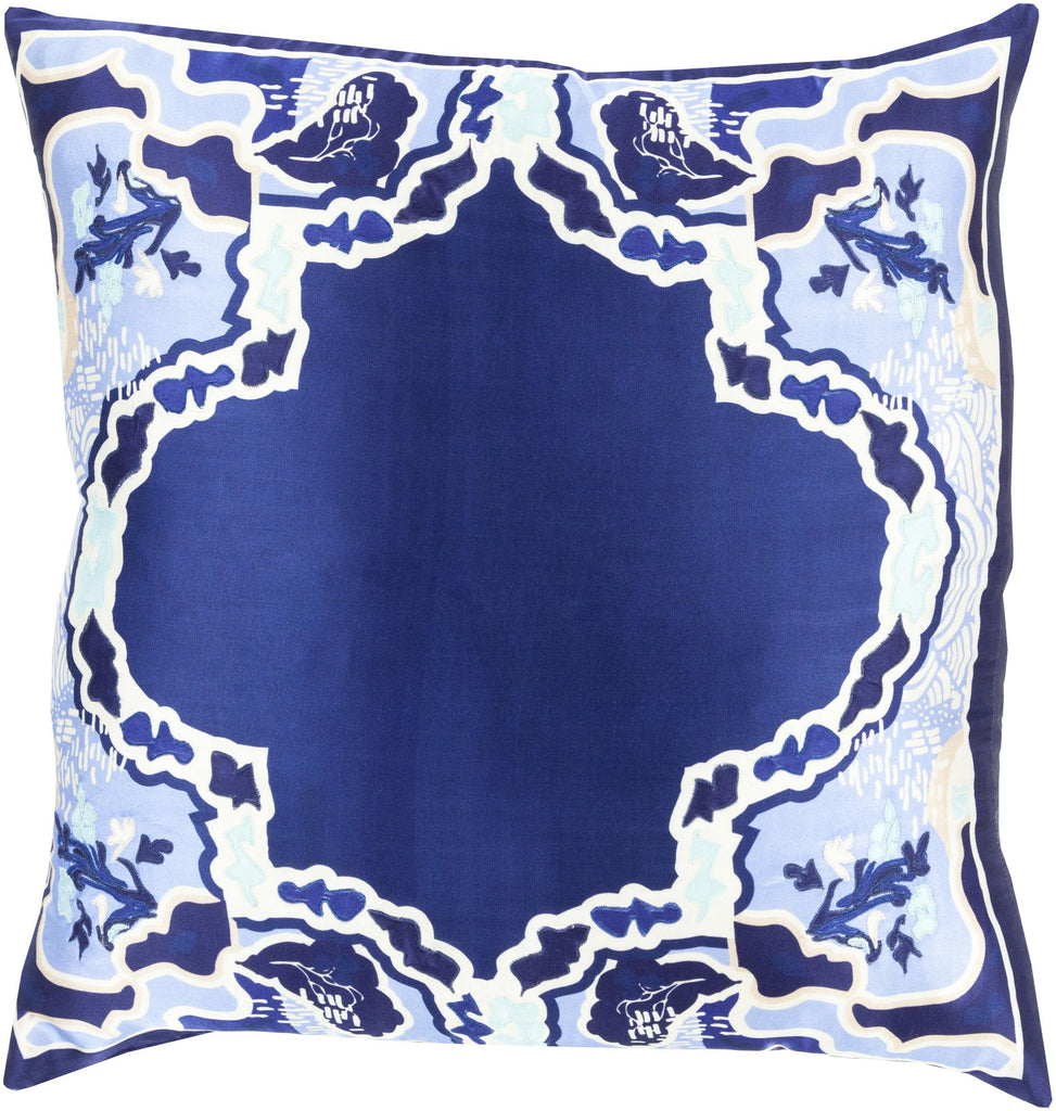 Surya Geisha GE-007 Aqua Blue 18"H x 18"W Pillow Cover