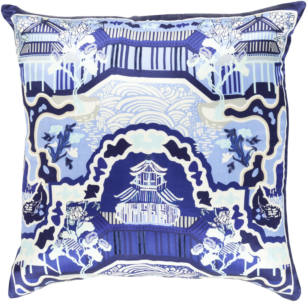 Surya Geisha GE-013 Aqua Blue 18"H x 18"W Pillow Cover
