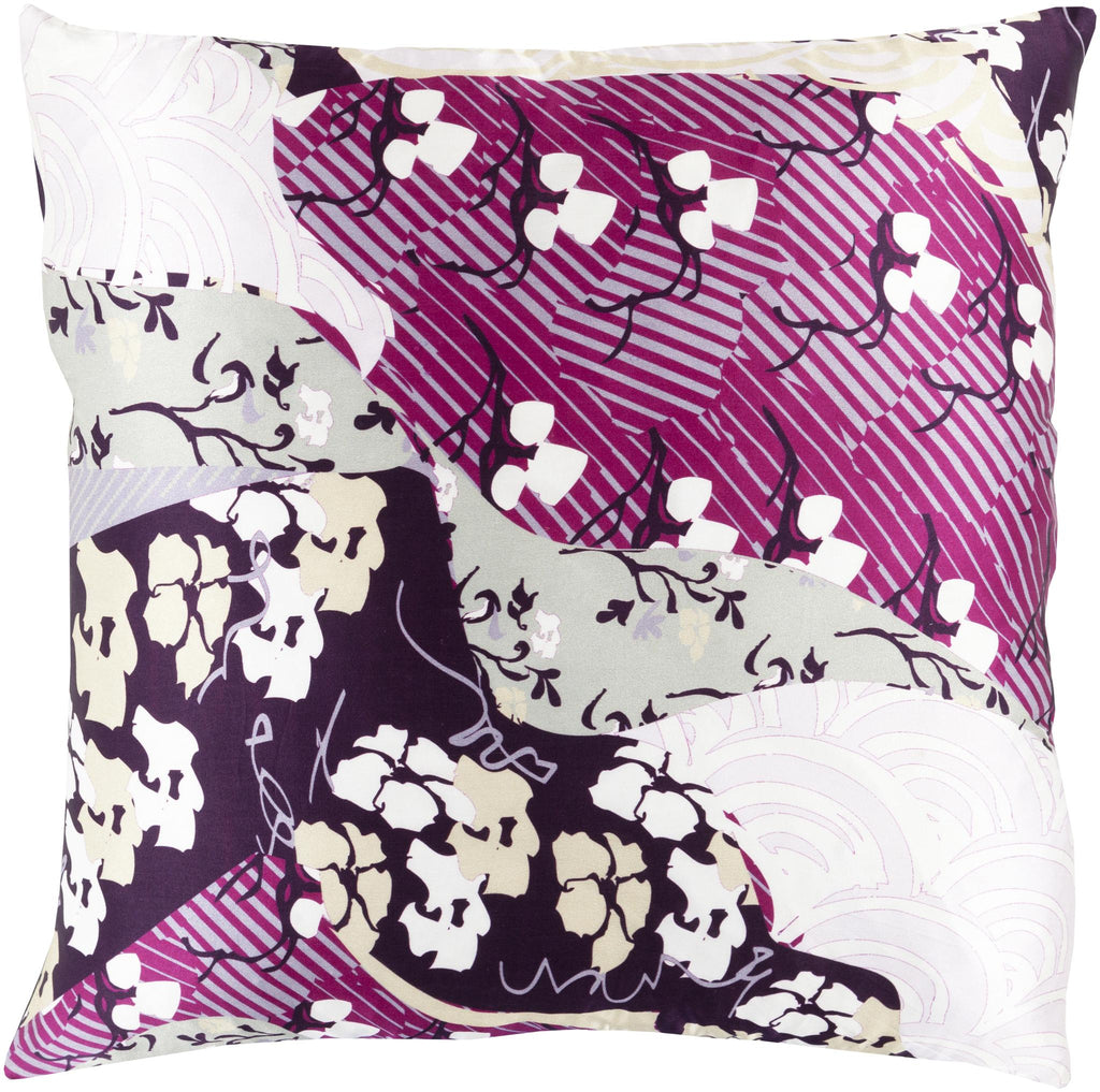 Surya Geisha GE-015 Beige Dark Purple 18"H x 18"W Pillow Cover