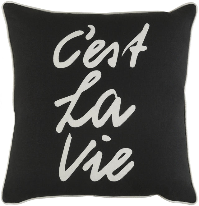Surya Glyph GLYP-7113 Black Cream 18"H x 18"W Pillow Kit
