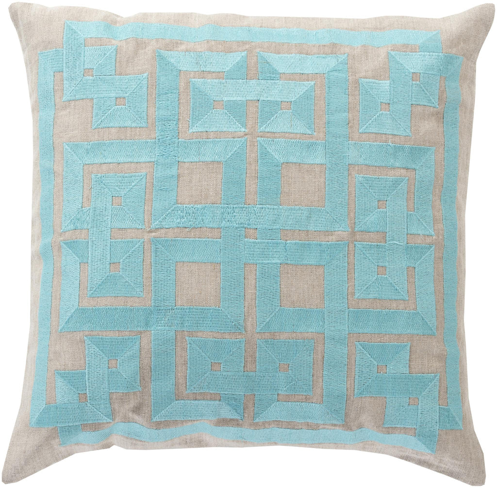Surya Gramercy LD-009 Aqua Taupe 18"H x 18"W Pillow Cover