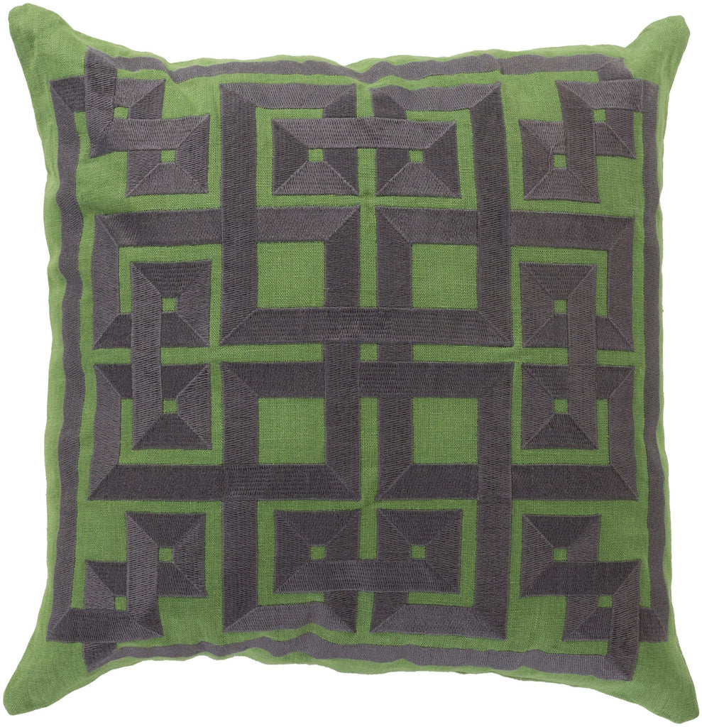 Surya Gramercy LD-012 Charcoal Grass Green 18"H x 18"W Pillow Cover