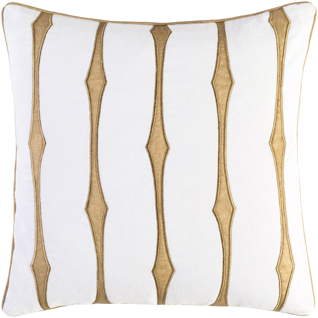 Surya Graphic Stripe GS-002 Mustard White 20"H x 20"W Pillow Cover