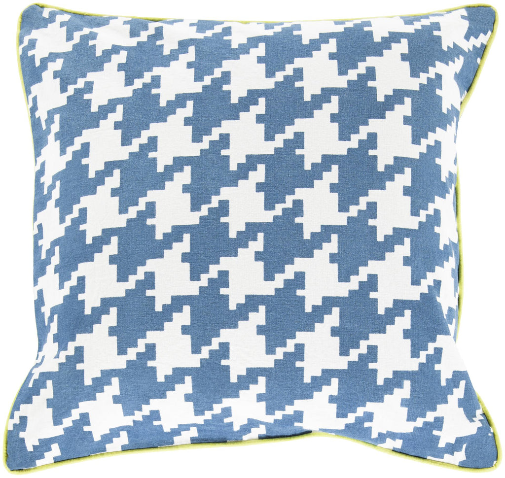 Surya Houndstooth SY-035 Blue Cream 22"H x 22"W Pillow Cover