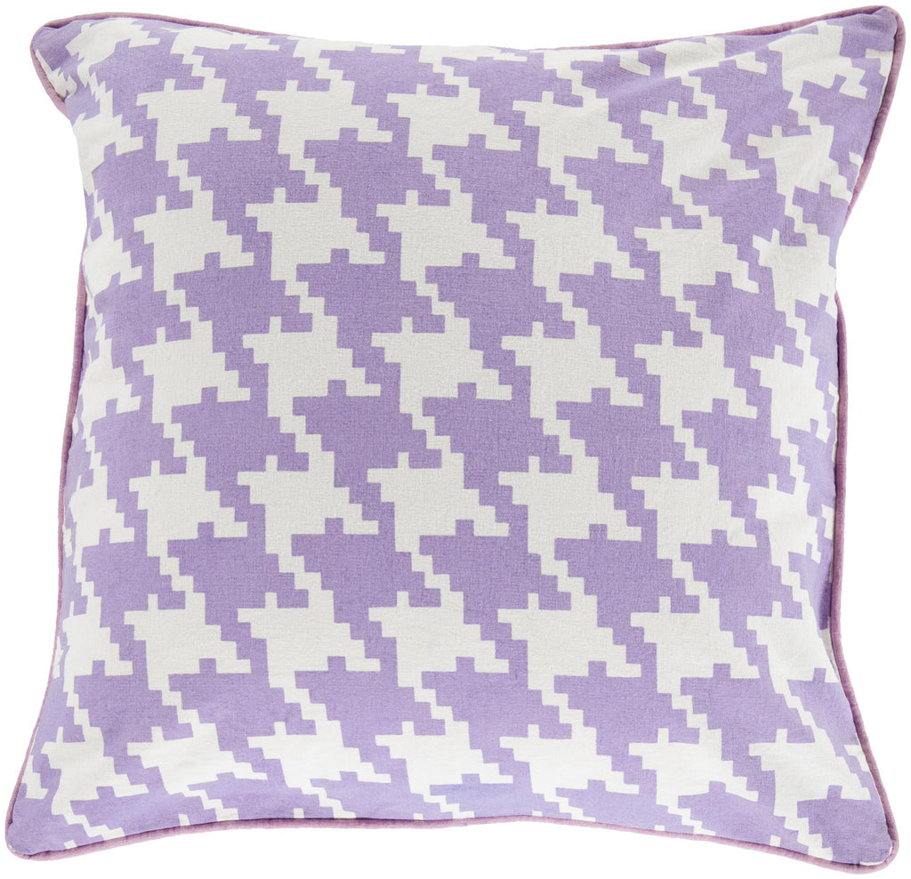 Surya Houndstooth SY-036 Cream Lavender 18"H x 18"W Pillow Cover