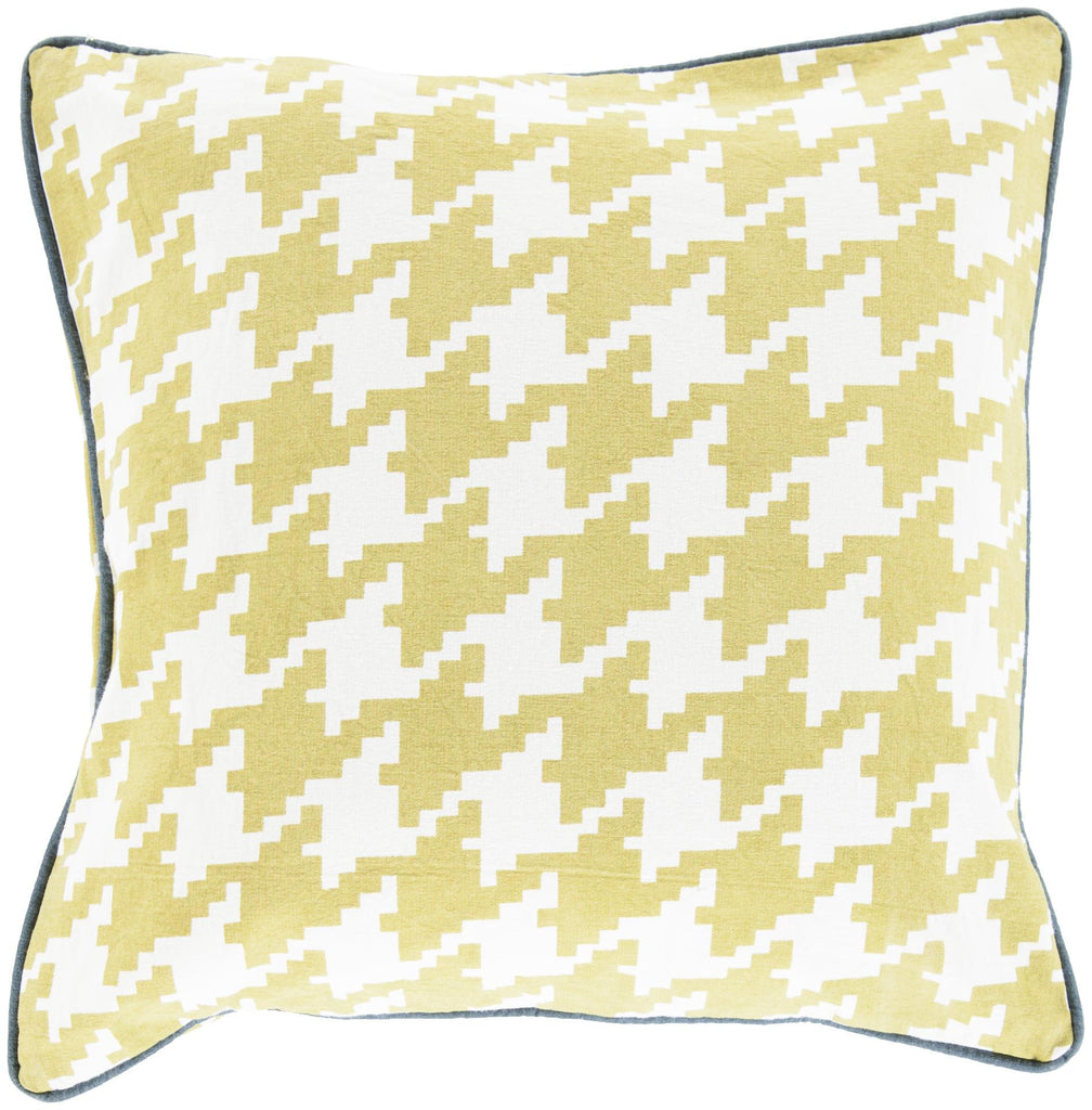 Surya Houndstooth SY-041 Cream Grass Green 18"H x 18"W Pillow Cover