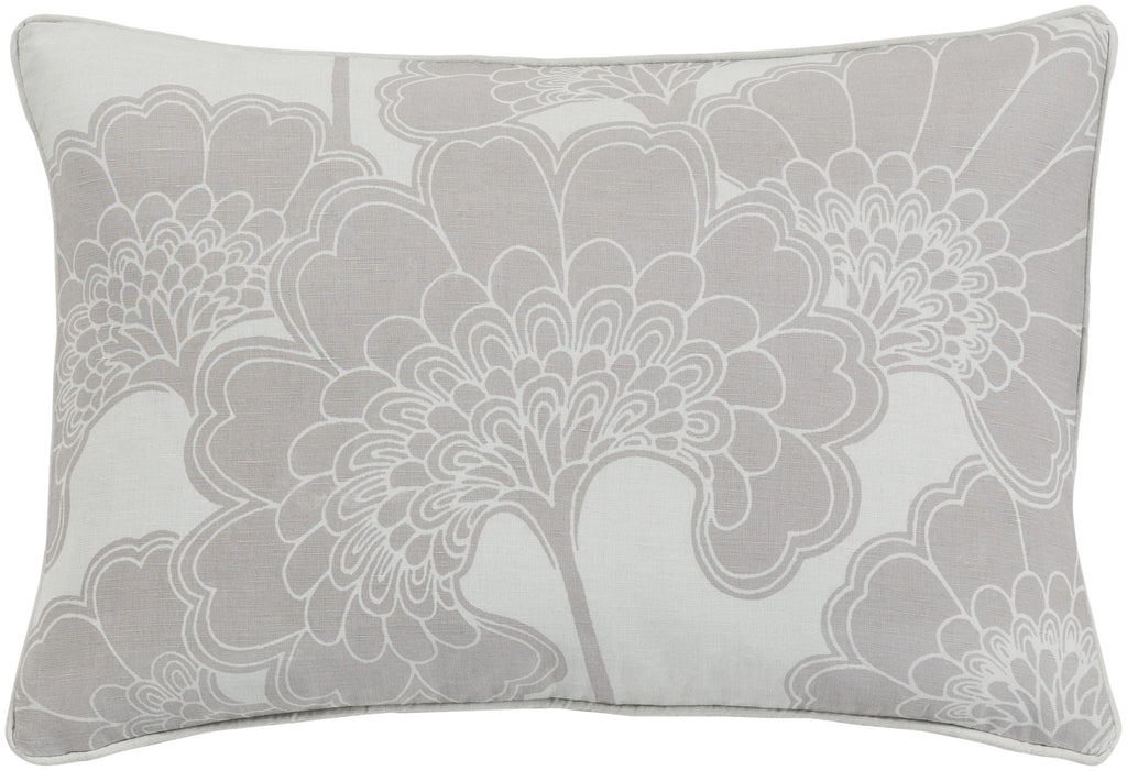 Surya Japanese Floral JA-003 Medium Gray 18"H x 18"W Pillow Cover