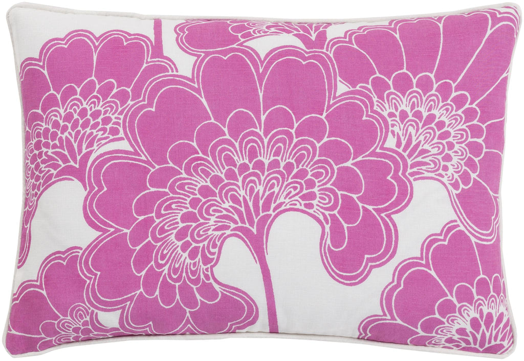 Surya Japanese Floral JA-004 Purple White 18"H x 18"W Pillow Cover