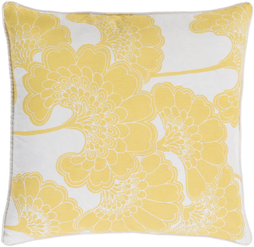 Surya Japanese Floral JA-005 Cream Yellow 13"H x 20"W Pillow Kit