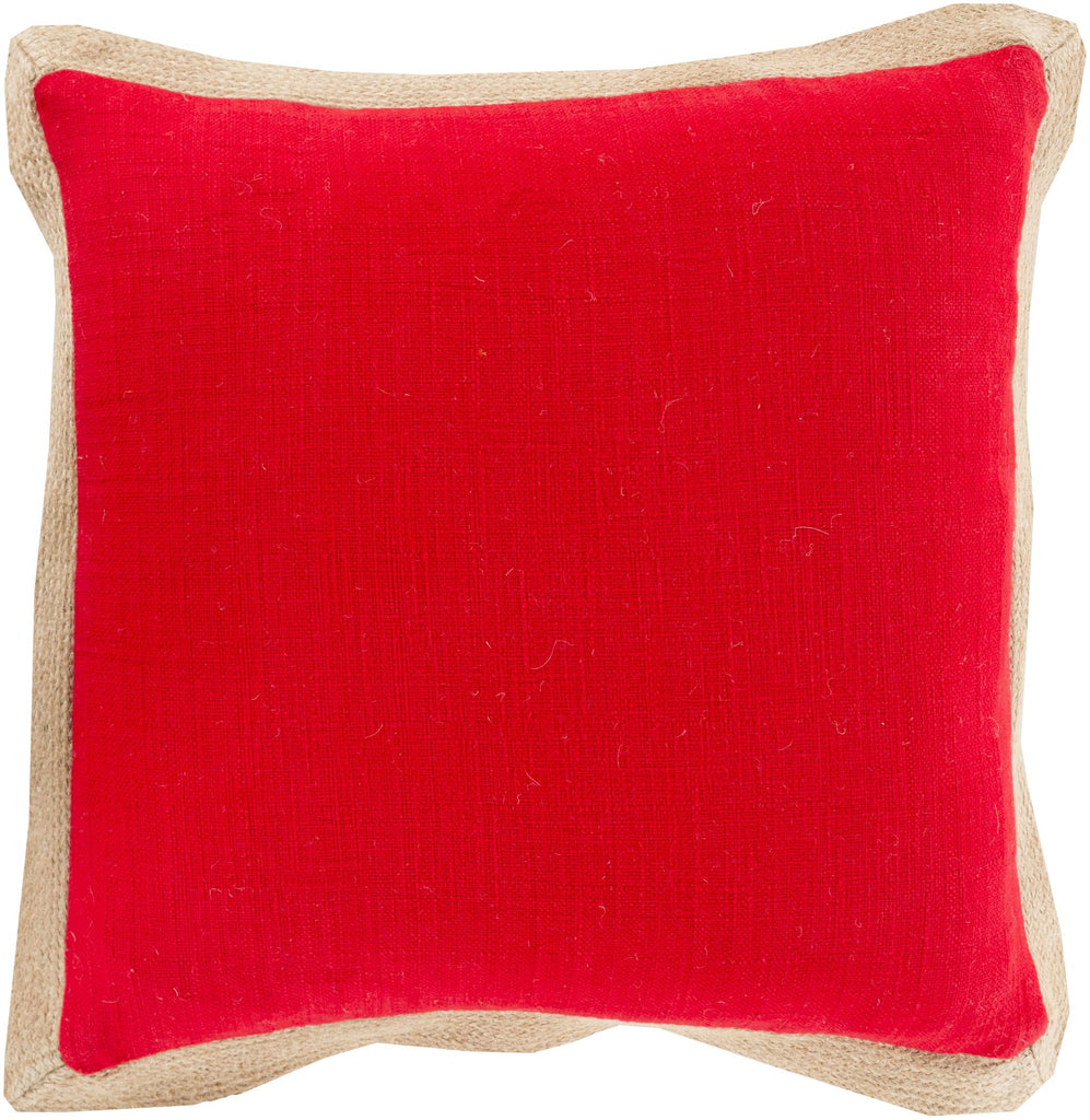 Surya Jute Flange JF-002 Red Tan 22"H x 22"W Pillow Kit