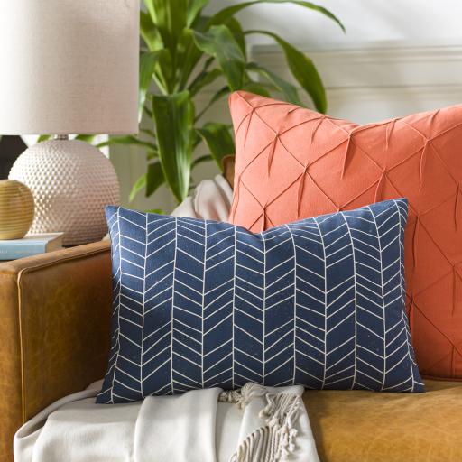 Surya Lachen LHN-012 Cream Dark Blue 18"H x 18"W Pillow Kit